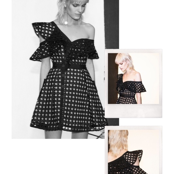 self portrait guipure frill mini dress